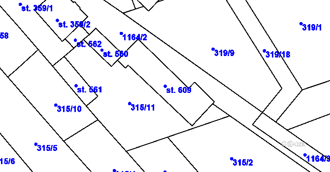 Parcela st. 609 v KÚ Senice na Hané, Katastrální mapa
