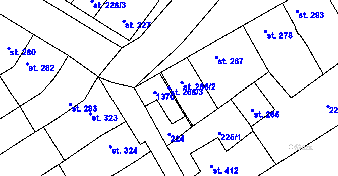 Parcela st. 266/3 v KÚ Senice na Hané, Katastrální mapa
