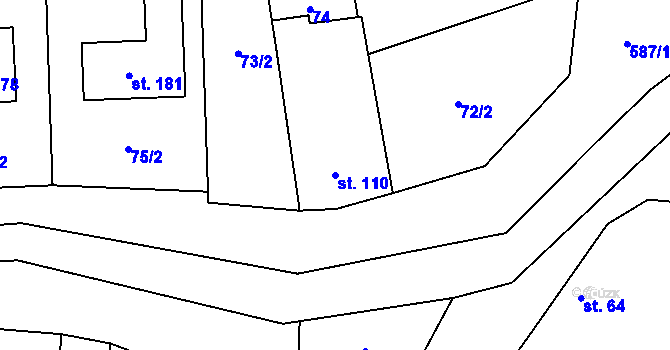 Parcela st. 110 v KÚ Senička, Katastrální mapa