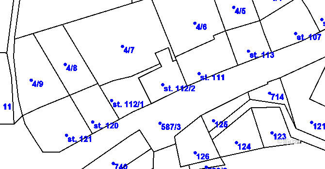 Parcela st. 112/2 v KÚ Senička, Katastrální mapa