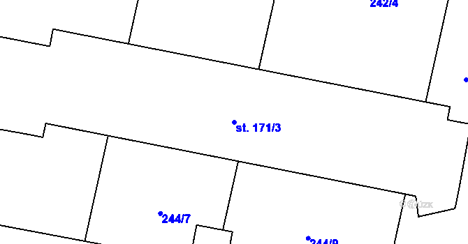 Parcela st. 171/3 v KÚ Senička, Katastrální mapa