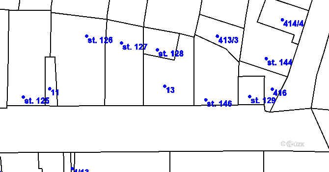 Parcela st. 13 v KÚ Senička, Katastrální mapa