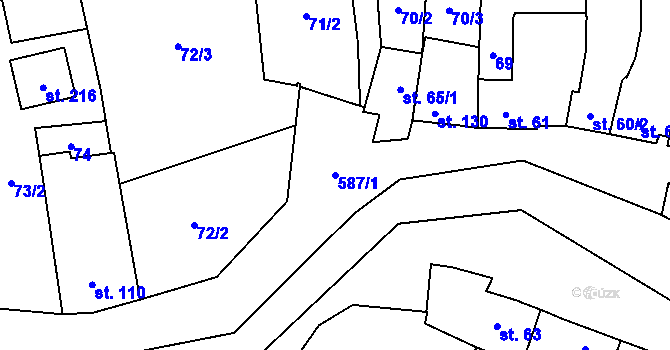 Parcela st. 587/1 v KÚ Senička, Katastrální mapa