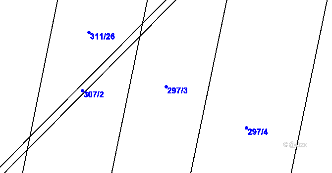 Parcela st. 297/3 v KÚ Senička, Katastrální mapa