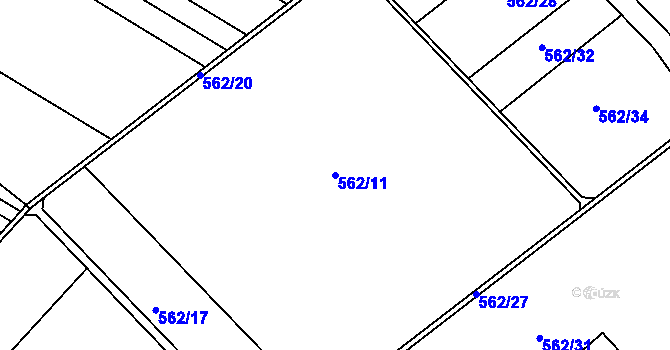 Parcela st. 562/11 v KÚ Senička, Katastrální mapa