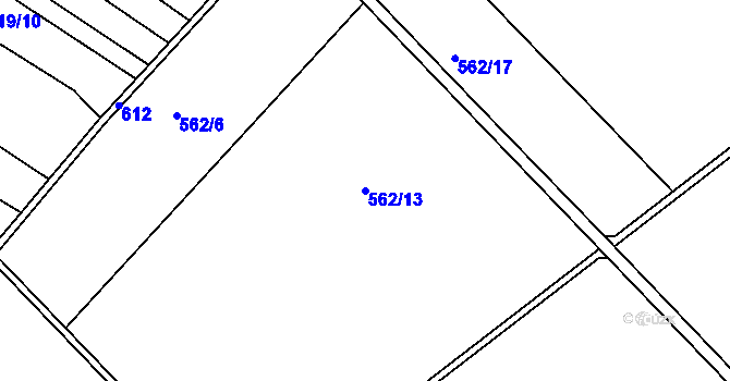 Parcela st. 562/13 v KÚ Senička, Katastrální mapa