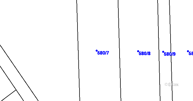 Parcela st. 580/7 v KÚ Senička, Katastrální mapa