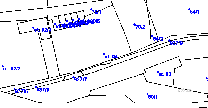 Parcela st. 64 v KÚ Seninka, Katastrální mapa