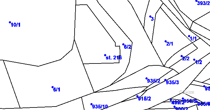 Parcela st. 216 v KÚ Seninka, Katastrální mapa