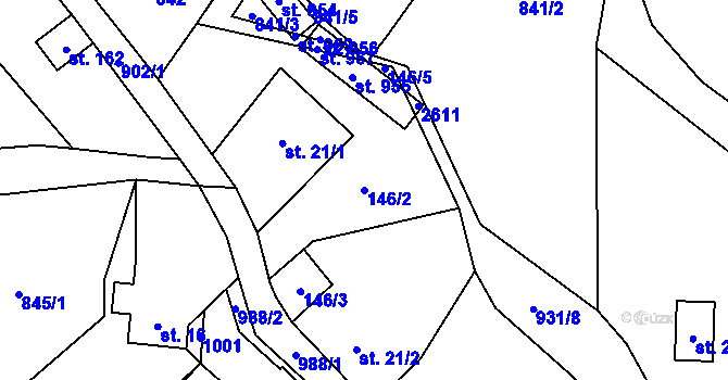 Parcela st. 146/2 v KÚ Seninka, Katastrální mapa