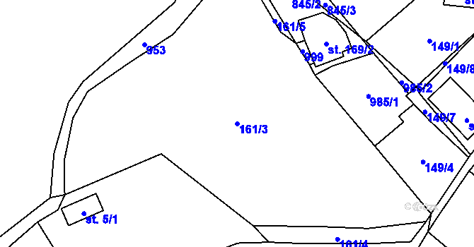 Parcela st. 161/3 v KÚ Seninka, Katastrální mapa
