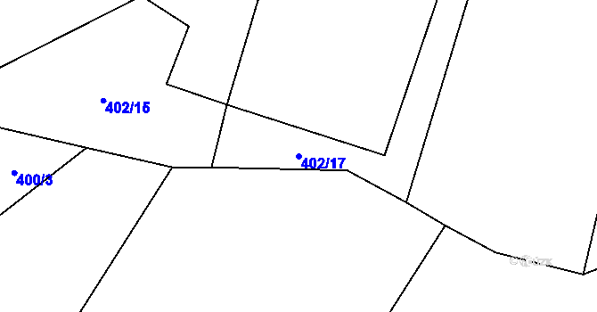 Parcela st. 402/17 v KÚ Seninka, Katastrální mapa