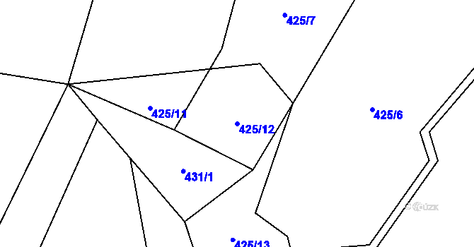 Parcela st. 425/12 v KÚ Seninka, Katastrální mapa