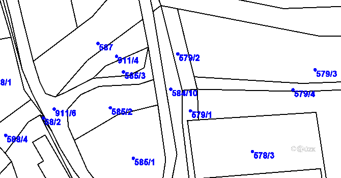 Parcela st. 584/10 v KÚ Seninka, Katastrální mapa
