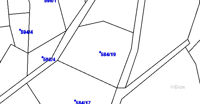 Parcela st. 584/19 v KÚ Seninka, Katastrální mapa