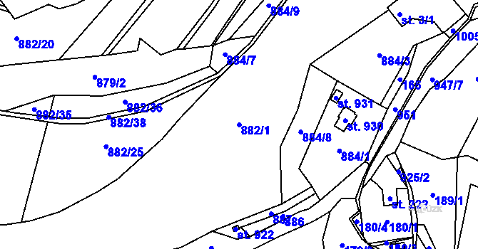 Parcela st. 882/1 v KÚ Seninka, Katastrální mapa