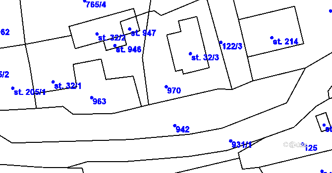 Parcela st. 970 v KÚ Seninka, Katastrální mapa