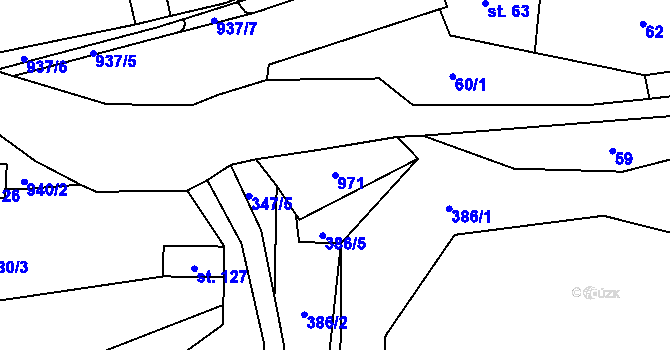Parcela st. 971 v KÚ Seninka, Katastrální mapa