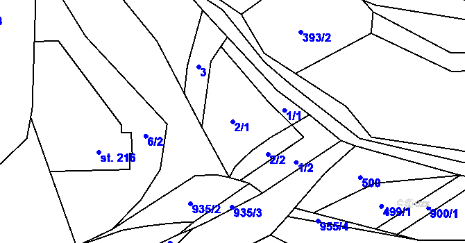 Parcela st. 2/1 v KÚ Seninka, Katastrální mapa