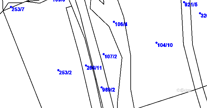 Parcela st. 107/2 v KÚ Seninka, Katastrální mapa