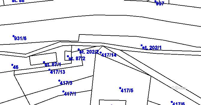 Parcela st. 417/14 v KÚ Seninka, Katastrální mapa