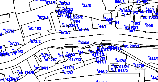 Parcela st. 931/6 v KÚ Seninka, Katastrální mapa