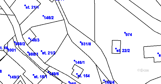 Parcela st. 931/8 v KÚ Seninka, Katastrální mapa