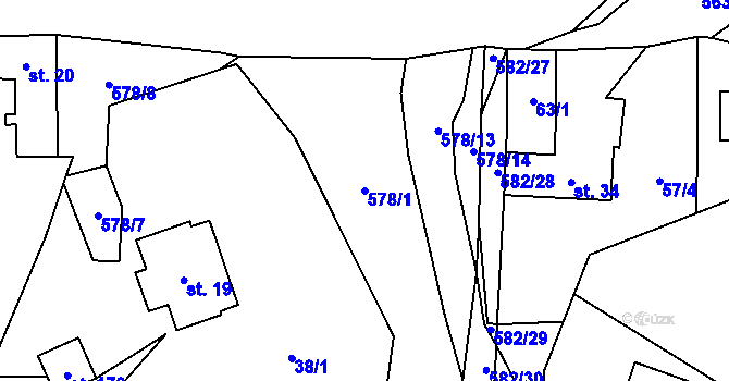 Parcela st. 578/1 v KÚ Pětihosty, Katastrální mapa