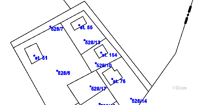Parcela st. 154 v KÚ Pětihosty, Katastrální mapa