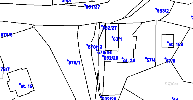 Parcela st. 578/14 v KÚ Pětihosty, Katastrální mapa