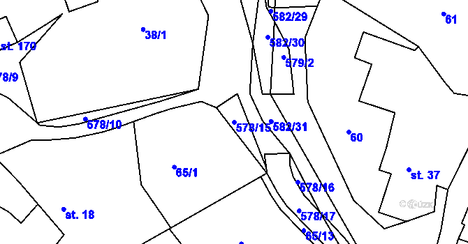 Parcela st. 578/15 v KÚ Pětihosty, Katastrální mapa