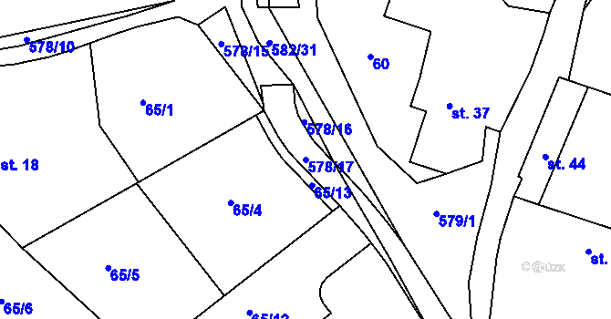 Parcela st. 578/17 v KÚ Pětihosty, Katastrální mapa