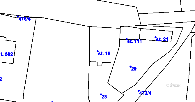 Parcela st. 19 v KÚ Senohraby, Katastrální mapa