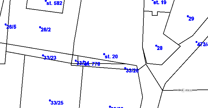 Parcela st. 20 v KÚ Senohraby, Katastrální mapa