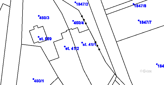 Parcela st. 41/1 v KÚ Senohraby, Katastrální mapa