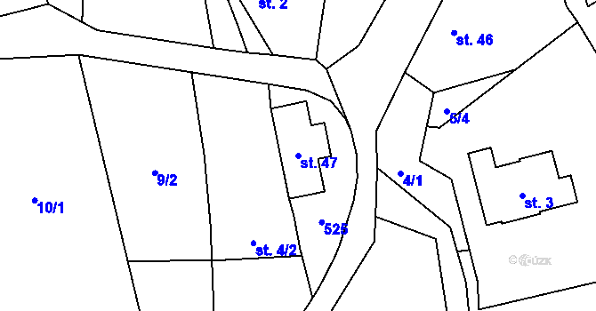 Parcela st. 47 v KÚ Senohraby, Katastrální mapa