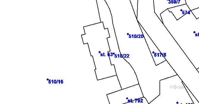 Parcela st. 63 v KÚ Senohraby, Katastrální mapa