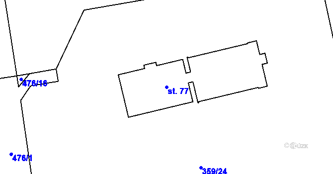 Parcela st. 77 v KÚ Senohraby, Katastrální mapa