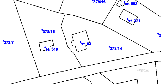 Parcela st. 83 v KÚ Senohraby, Katastrální mapa