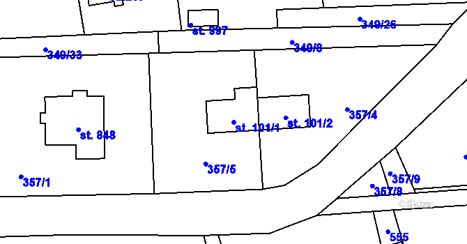 Parcela st. 101/1 v KÚ Senohraby, Katastrální mapa