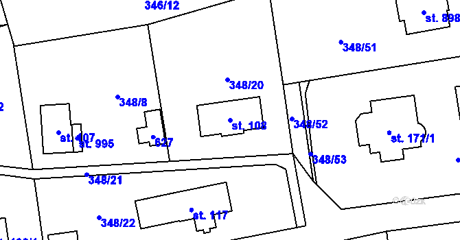 Parcela st. 108 v KÚ Senohraby, Katastrální mapa