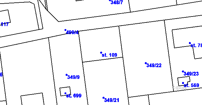 Parcela st. 109 v KÚ Senohraby, Katastrální mapa