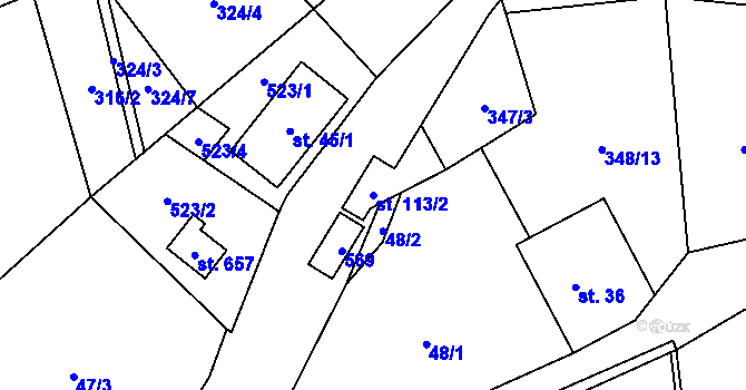 Parcela st. 113/2 v KÚ Senohraby, Katastrální mapa