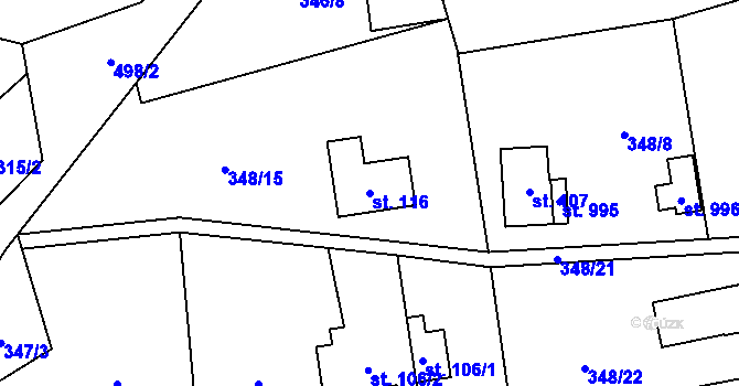 Parcela st. 116 v KÚ Senohraby, Katastrální mapa