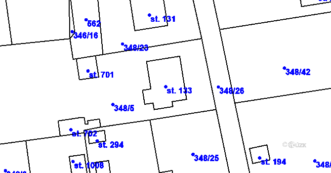Parcela st. 133 v KÚ Senohraby, Katastrální mapa