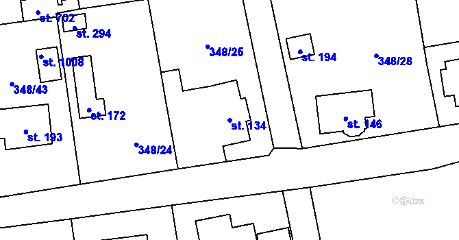 Parcela st. 134 v KÚ Senohraby, Katastrální mapa