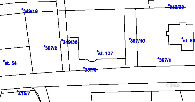 Parcela st. 137 v KÚ Senohraby, Katastrální mapa