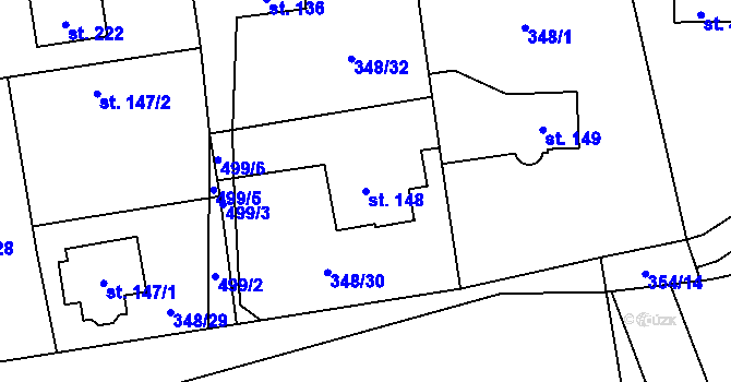 Parcela st. 148 v KÚ Senohraby, Katastrální mapa