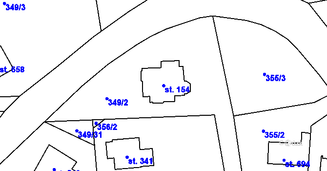 Parcela st. 154 v KÚ Senohraby, Katastrální mapa