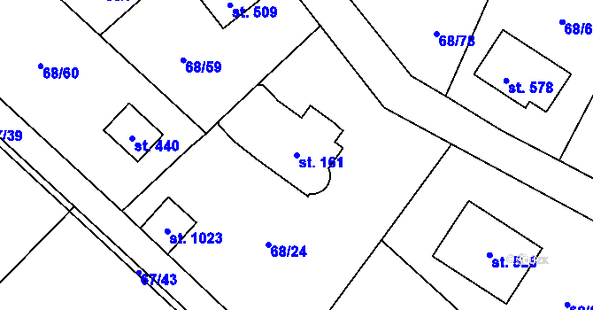 Parcela st. 161 v KÚ Senohraby, Katastrální mapa
